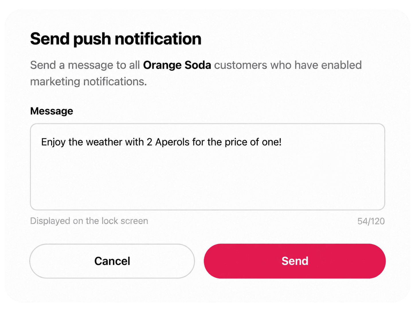 Writing a push notification in the dashboard